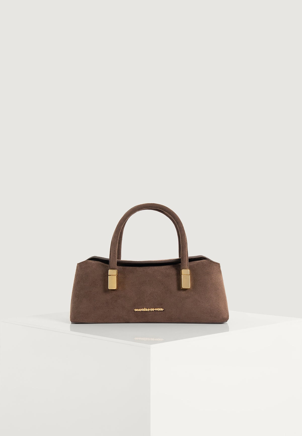 Annelise - Suede Baguette Bag - Brown