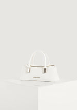 Annelise - Pebbled Leather Baguette Bag - White