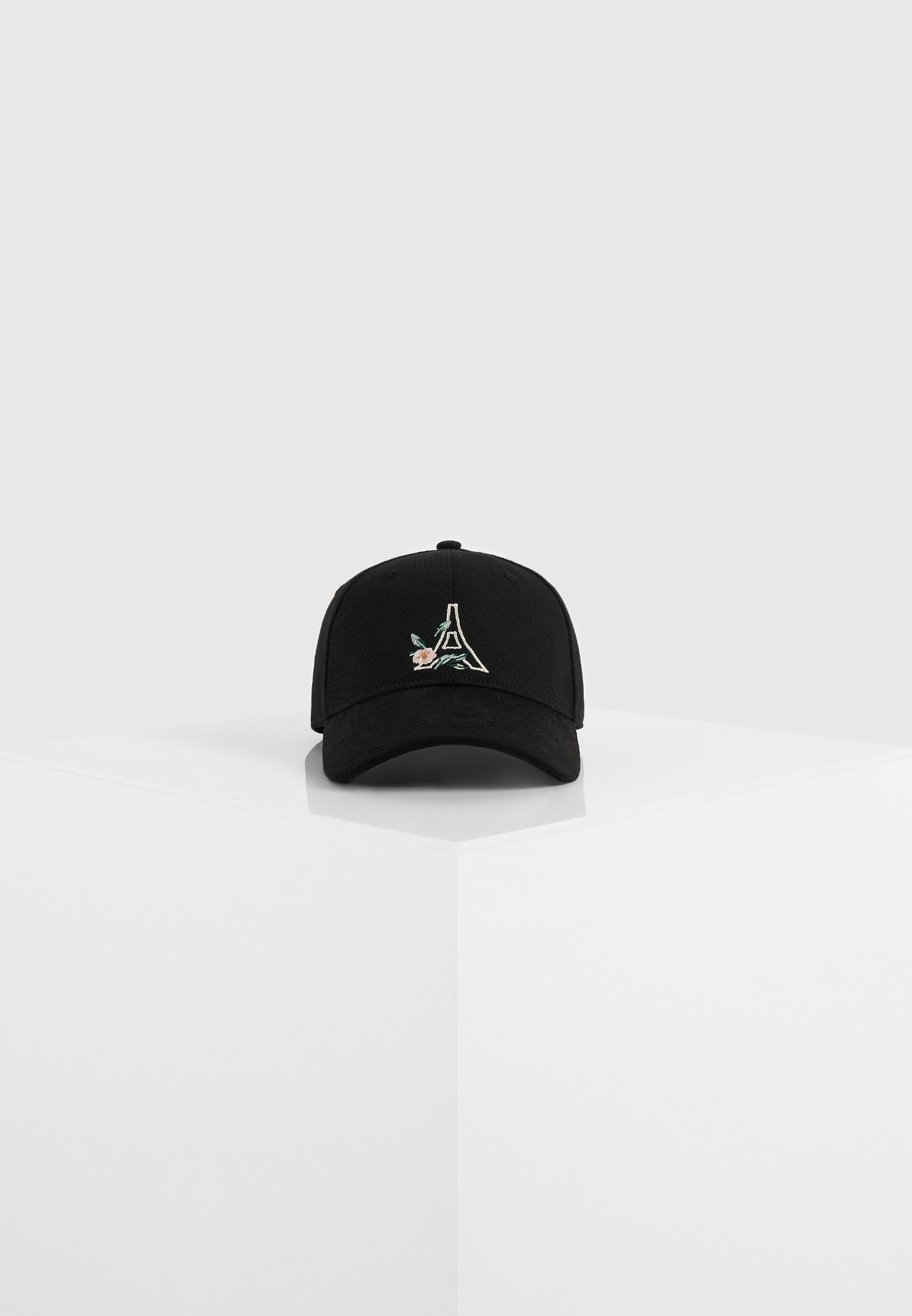 Floral Eiffel Suede Contrast Cap - Black