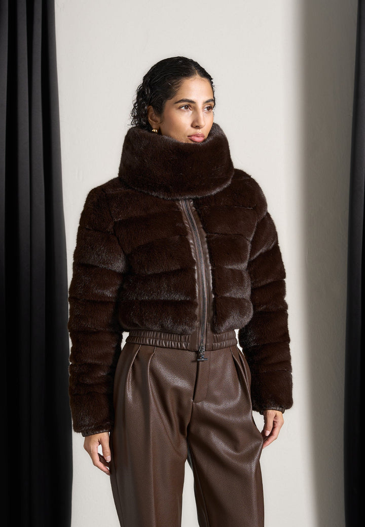 plush-ribbed-jacket-with-scarf-brown