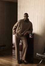 Dorian - Relaxed Fit Pleated Textured Tailored Pants - Taupe