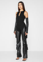 bandage-and-vegan-leather-racer-neck-cargo-pocket-jumpsuit-black