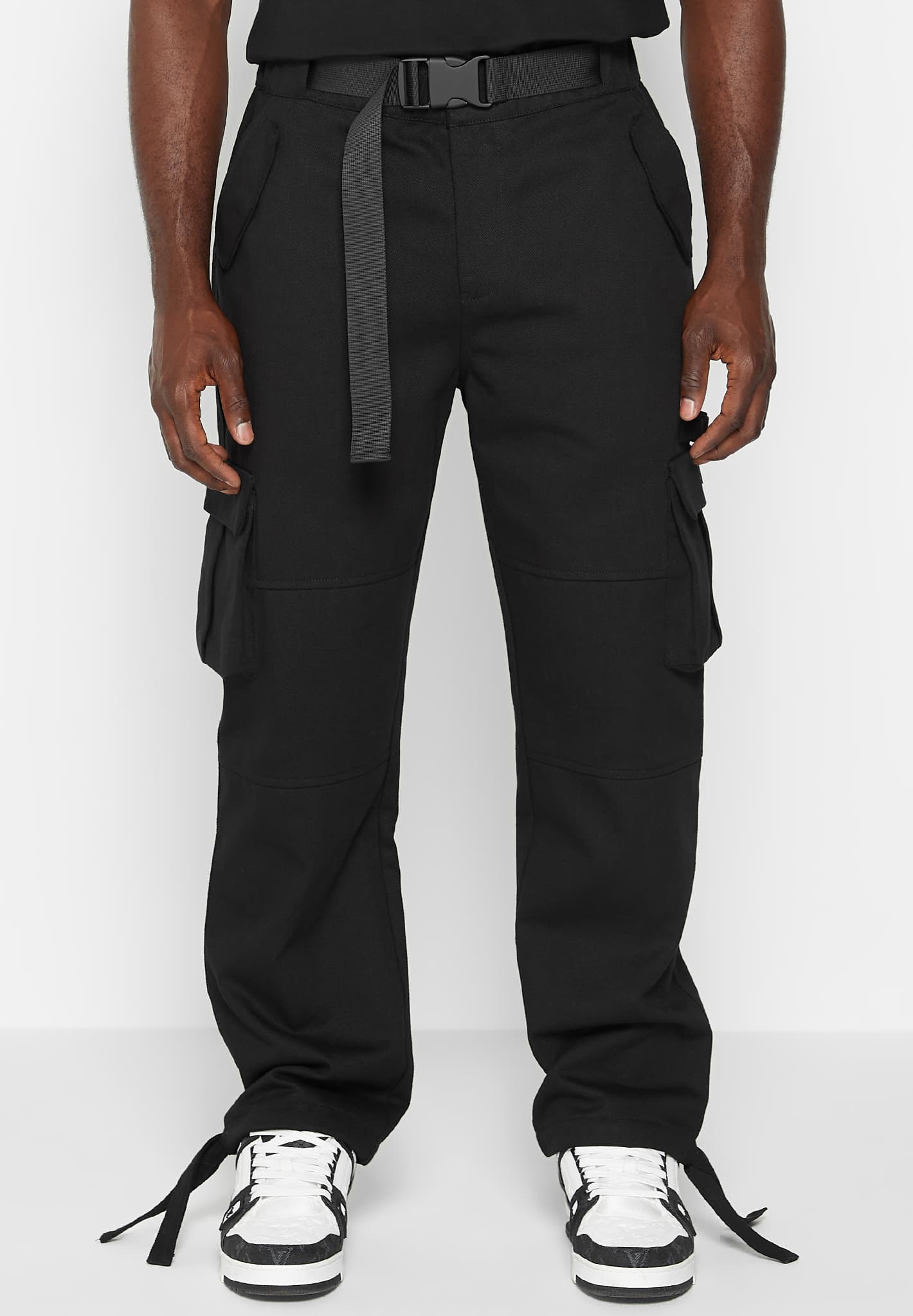 Belted Cargo Pants - Black