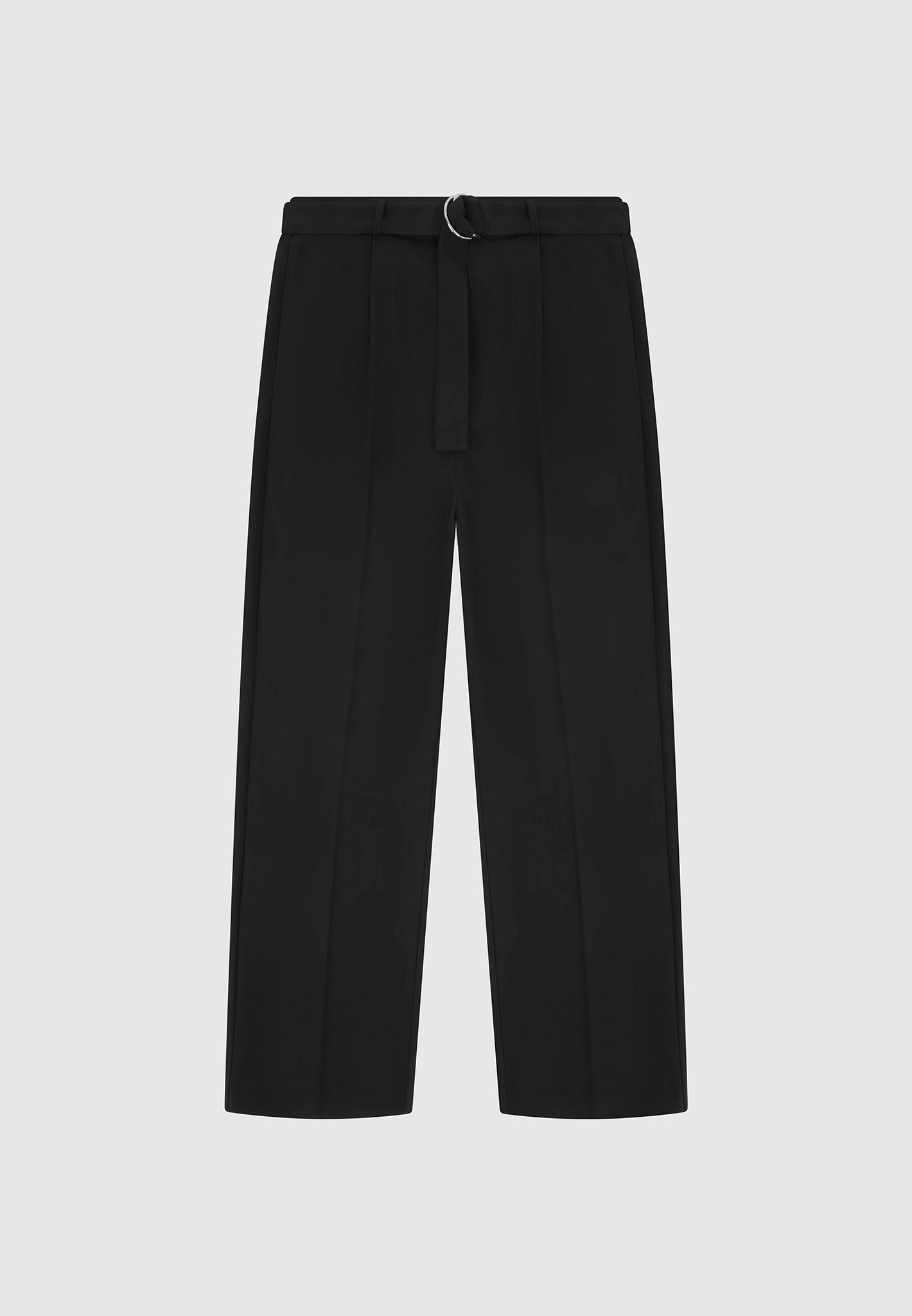 Wide Woven Trousers Black