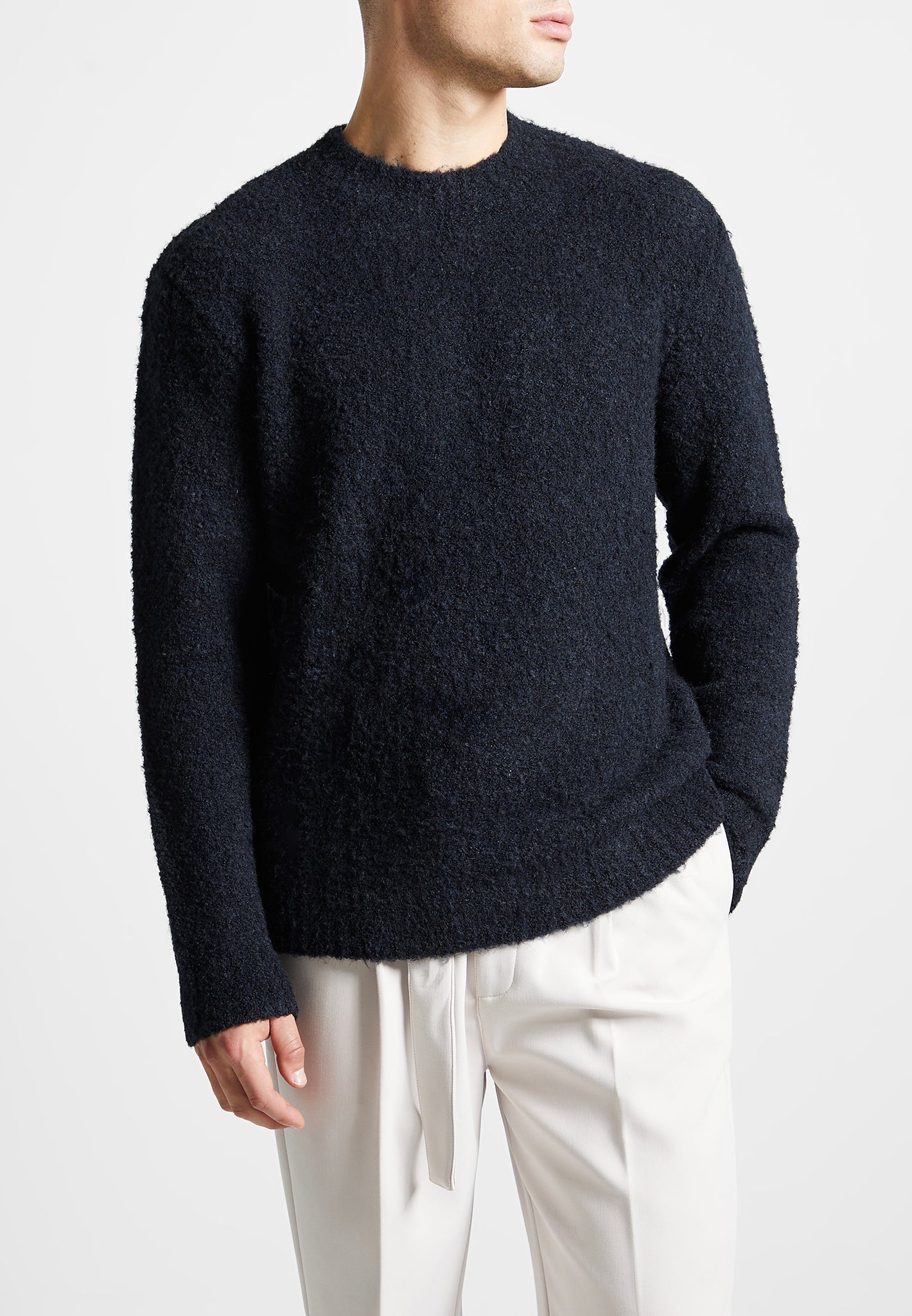 COS Relaxed-Fit Bouclé-Knit Jumper in OFF-WHITE