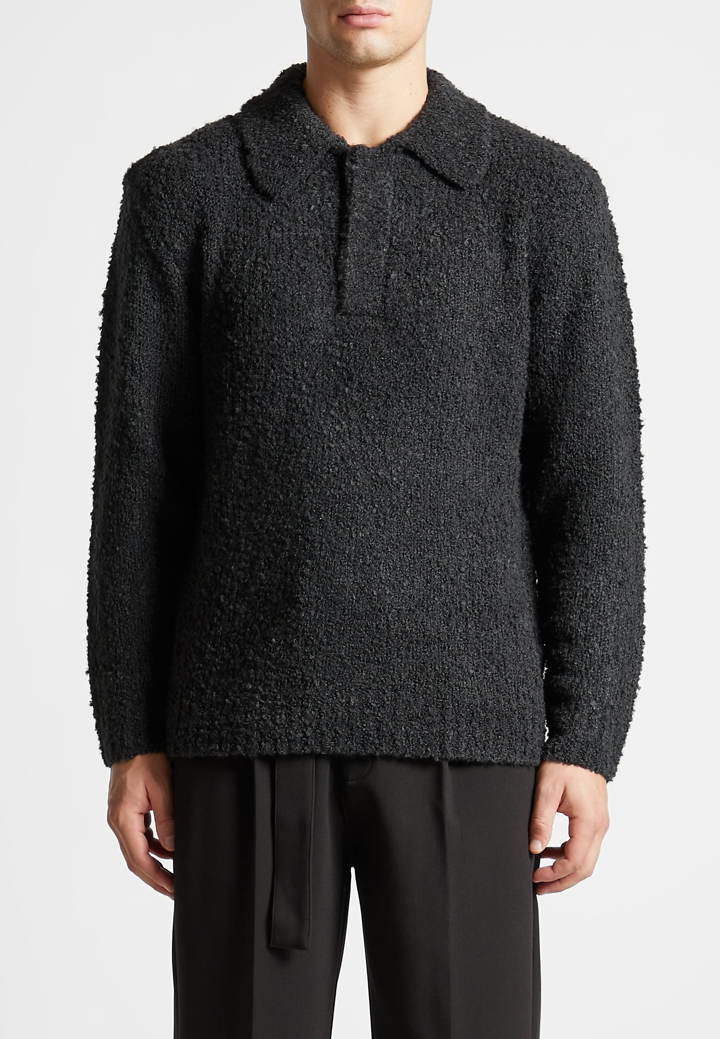 boucle-knit-polo-jumper-black