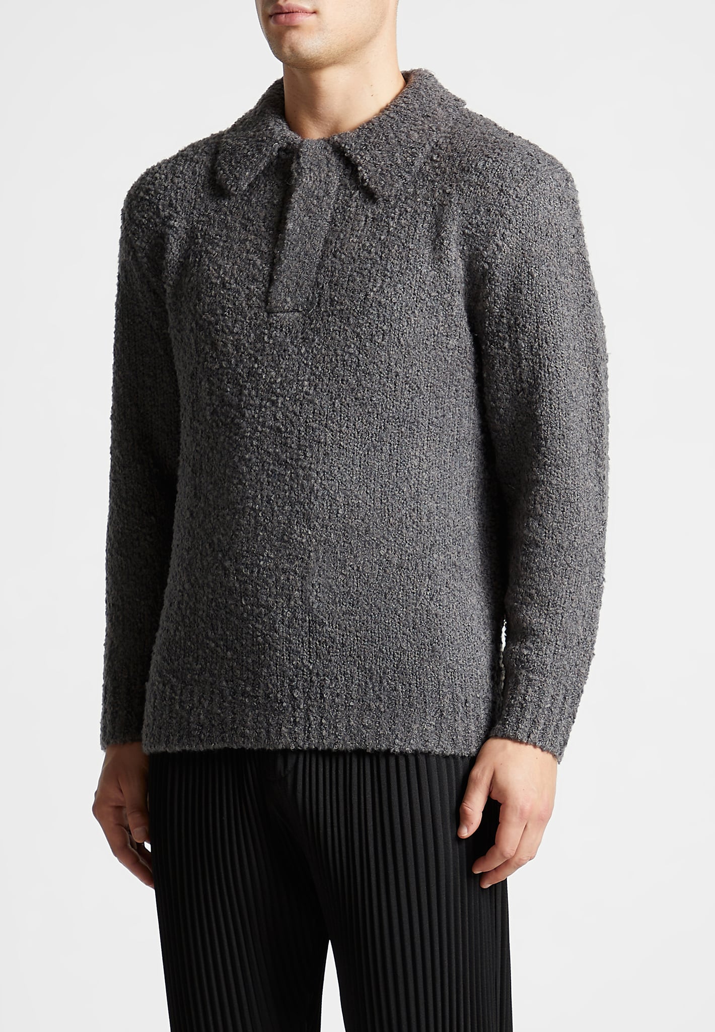 boucle-knit-polo-jumper-grey