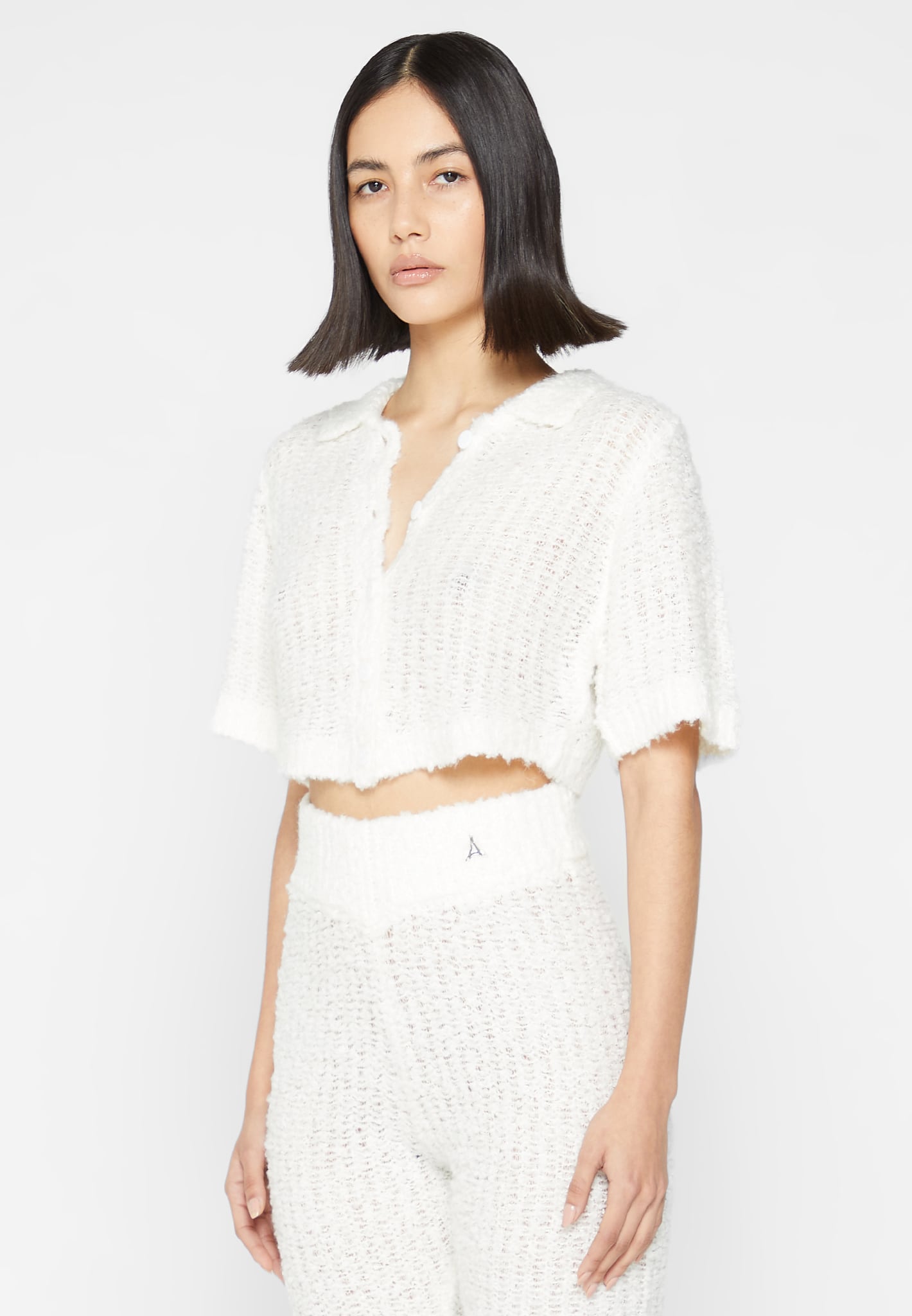 White short knit top