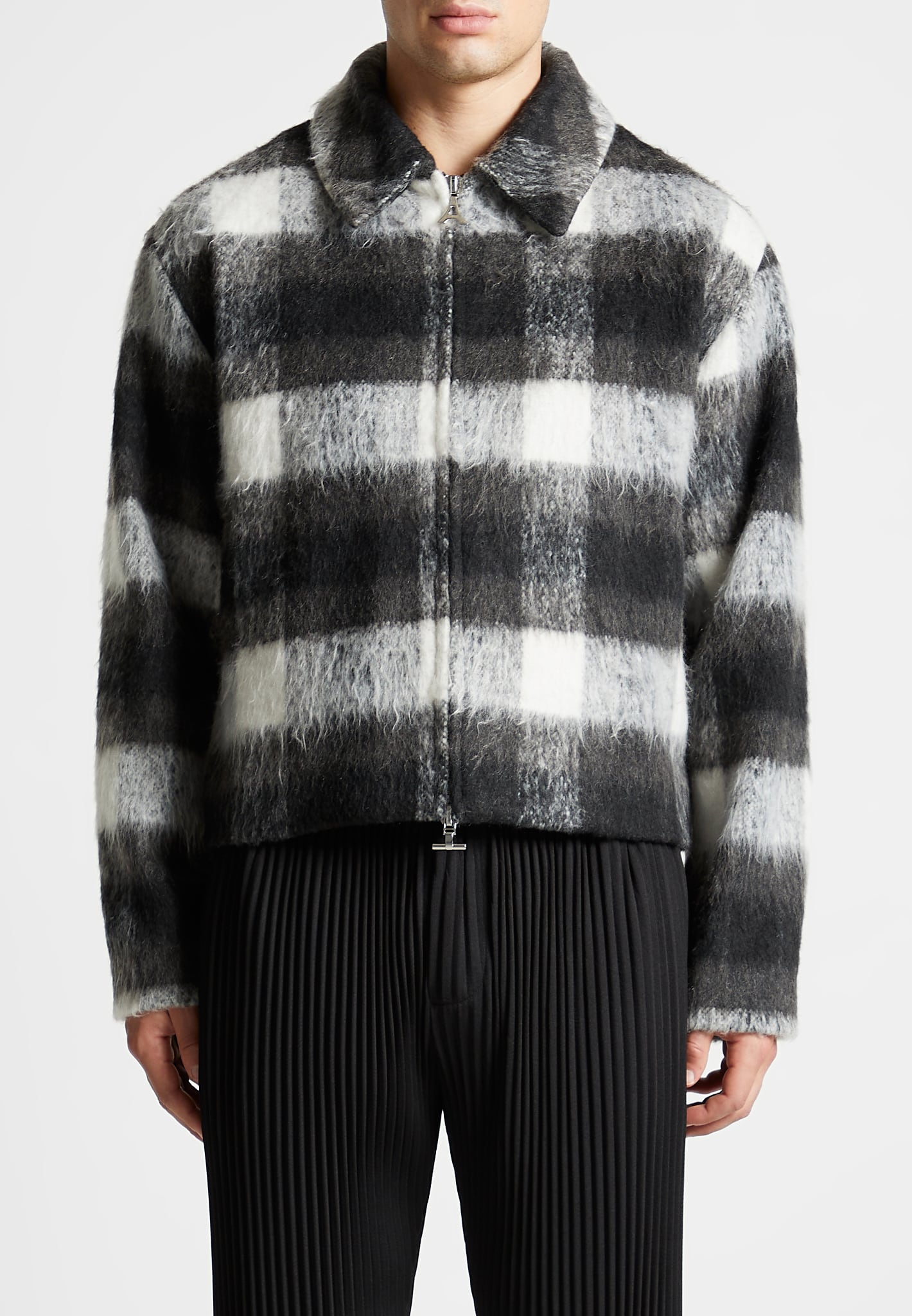 Checked wool-blend bomber jacket in black - JW Anderson | Mytheresa