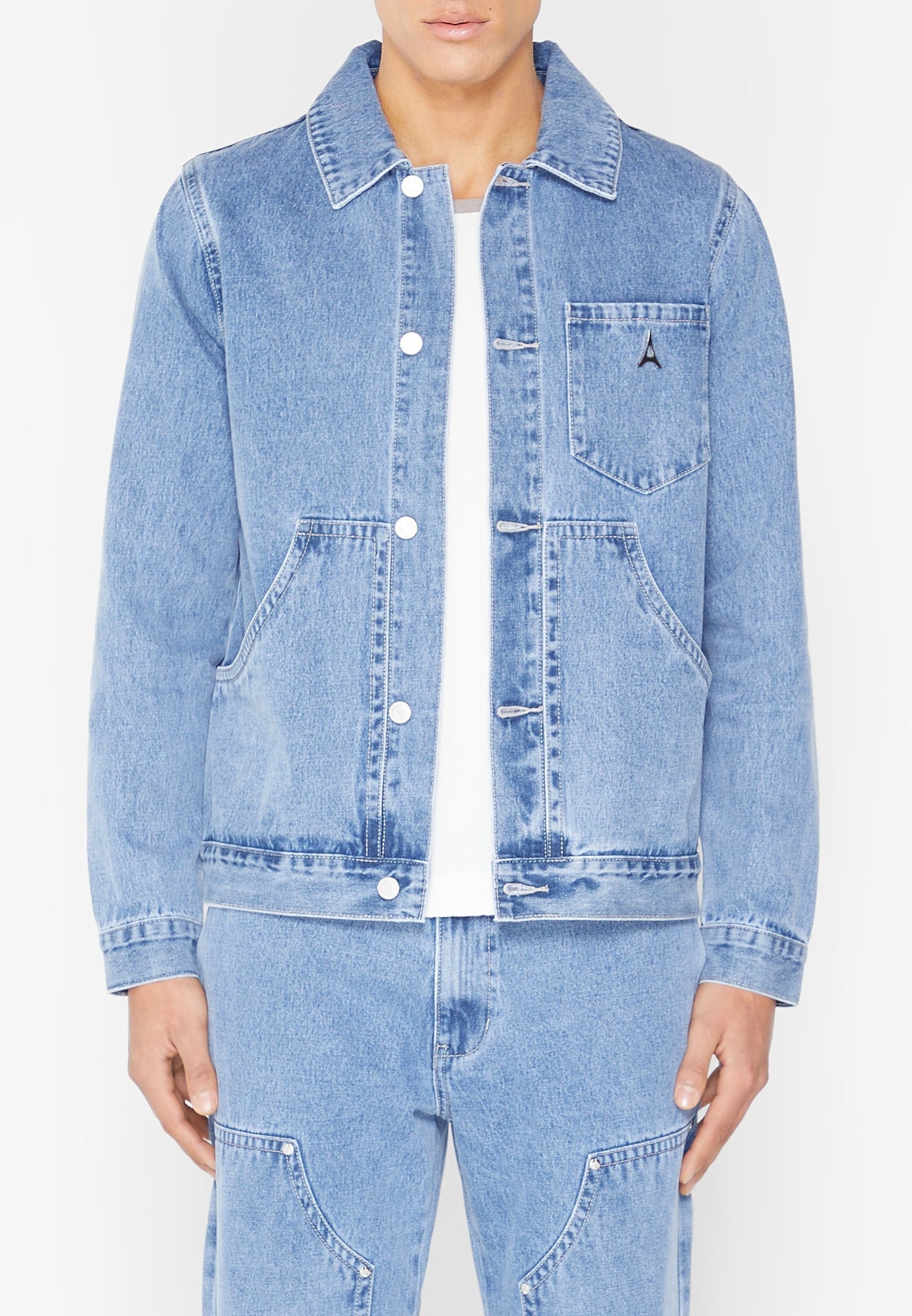 Pinstripe Boxy Denim Jackets