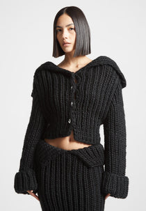 Chunky Knit Cardigan - Black