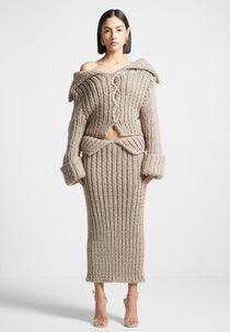 Chunky Knit Cardigan - Taupe