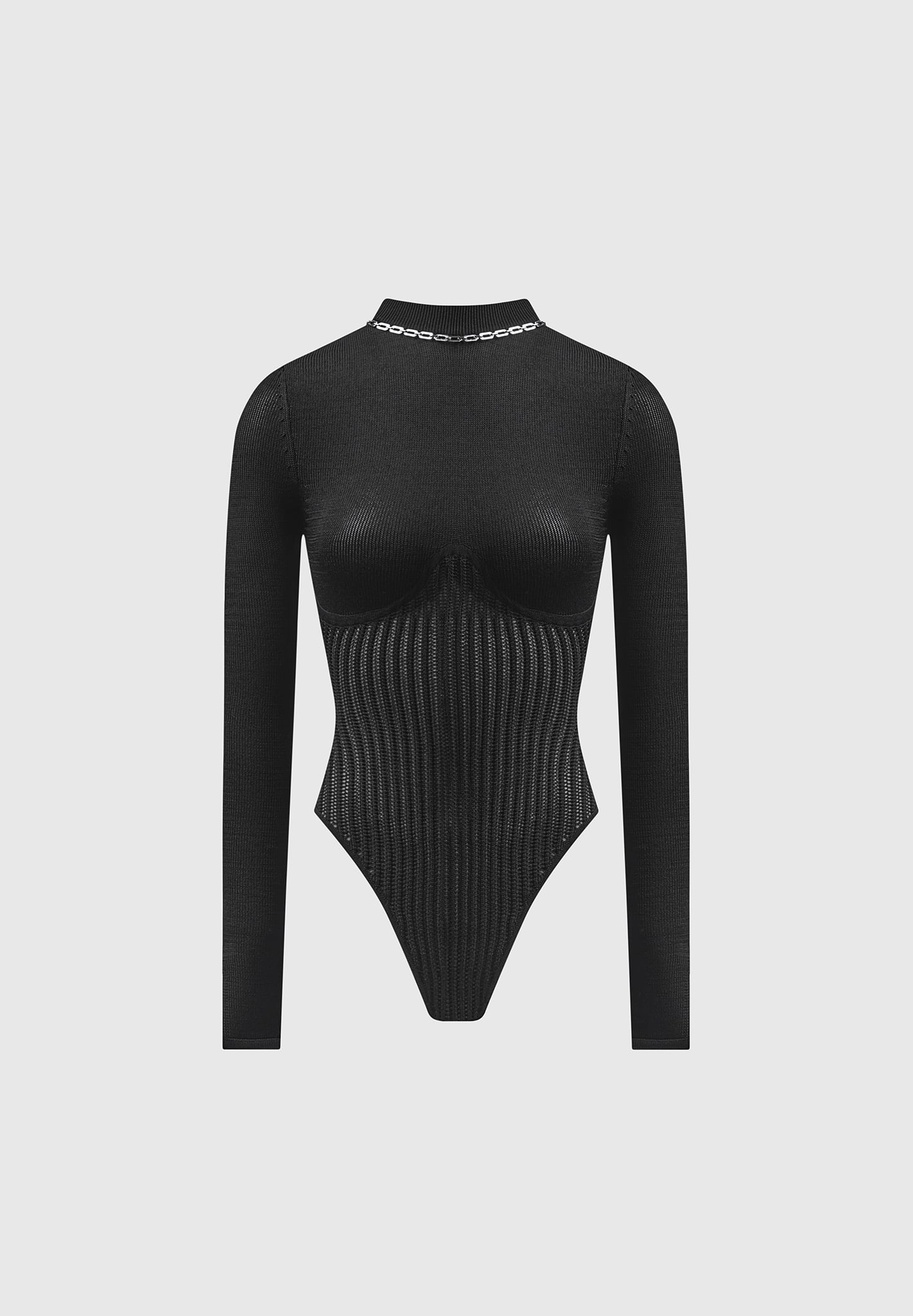 Women's Black Bodysuit Practice Top with Illusion Neckline, Large Flow –  Jeravae