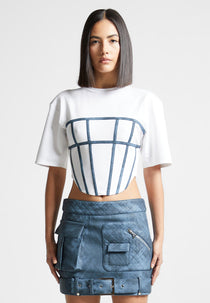 Corset T Shirt - White/Blue