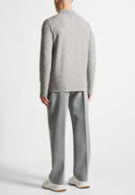 cotton-blend-waffle-knit-long-sleeve-polo-top-grey