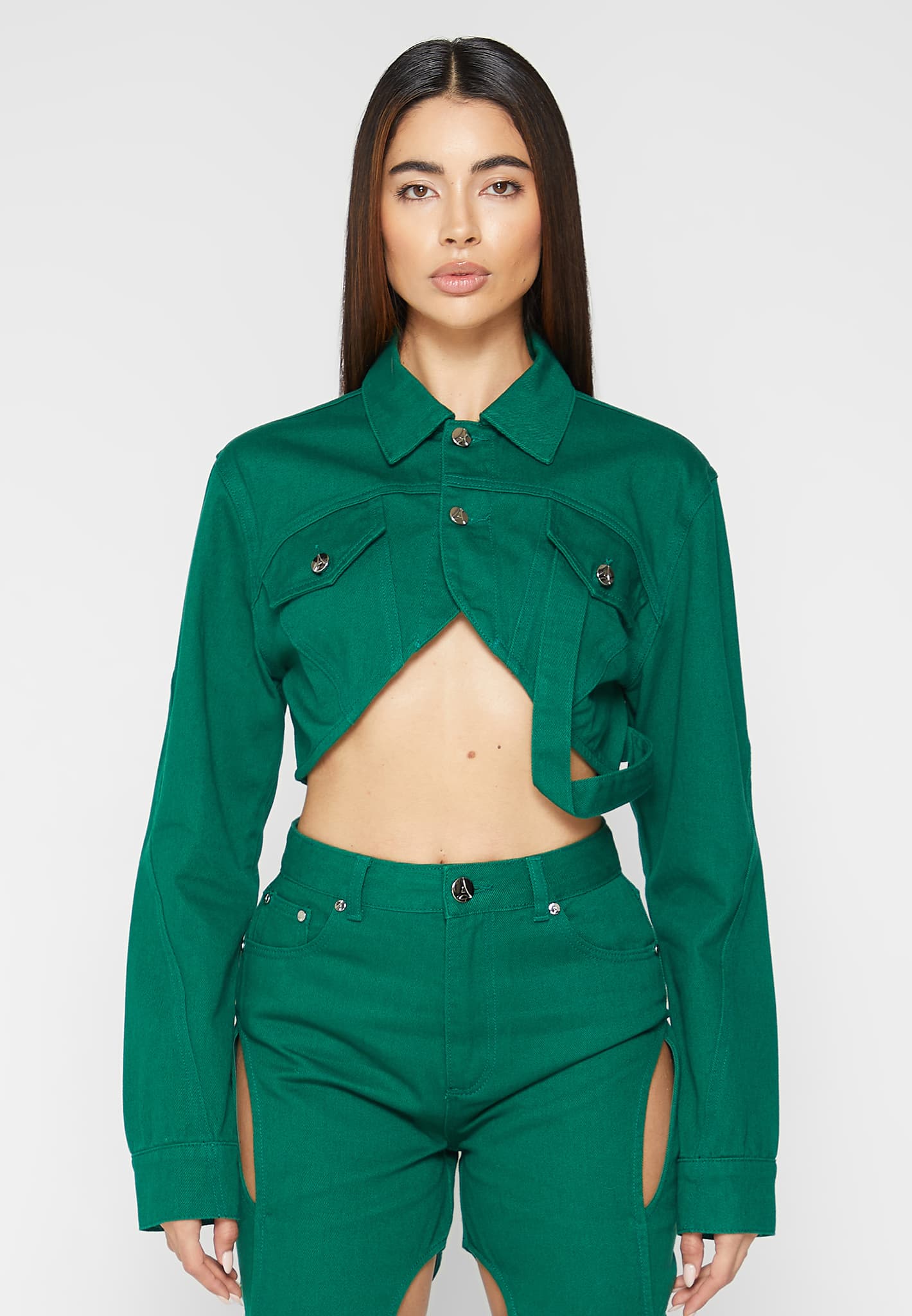 Cropped deals jacket green