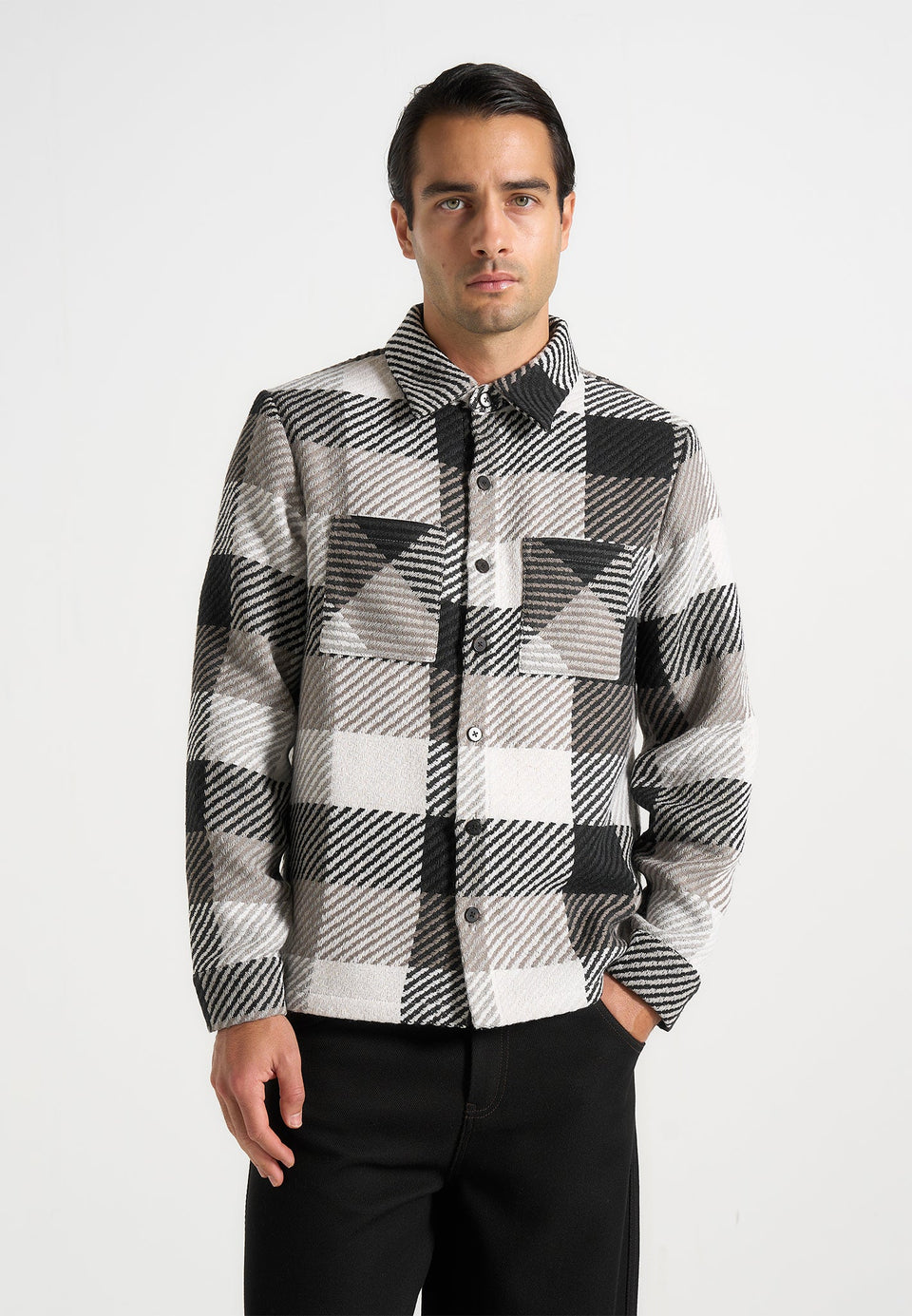 rune-unisex-check-overshirt-black