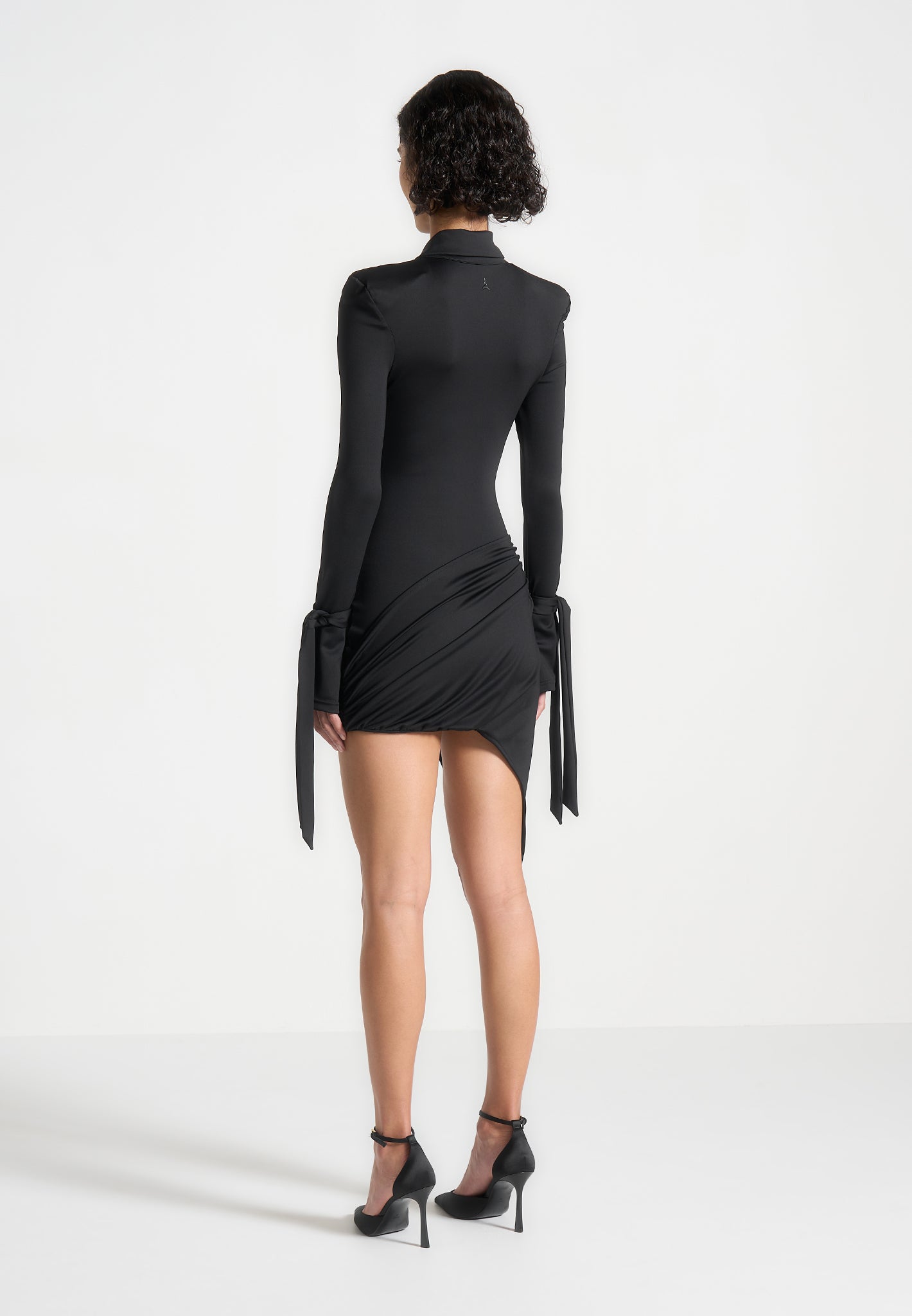 Manire de Voir Women's Diane Draped Asymmetric Mini Dress - Black - Mini dresses Manire de Voir Women's Diane Draped Asymmetric Mini Dress - Black - Mini dresses
