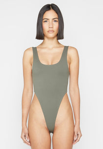 High Leg Bodysuit - Khaki