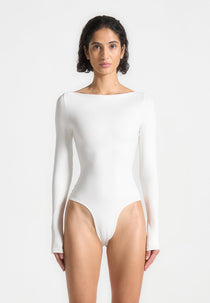 Éva - Boat Neck Bodysuit - White