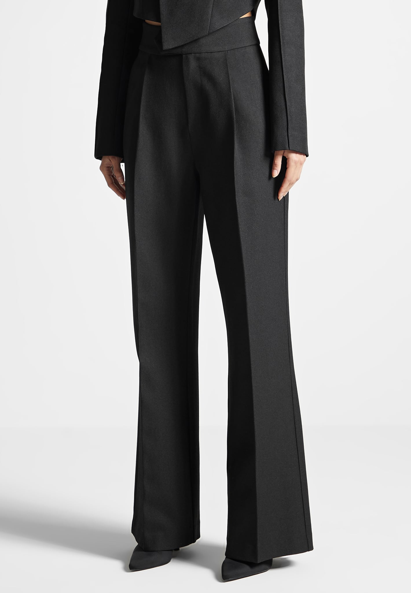 Women's High Waisted Tailored Trousers - Black - US 12 - Elsa
