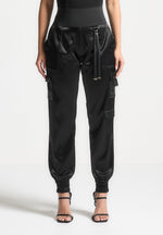 high-waisted-satin-cargo-trousers-black