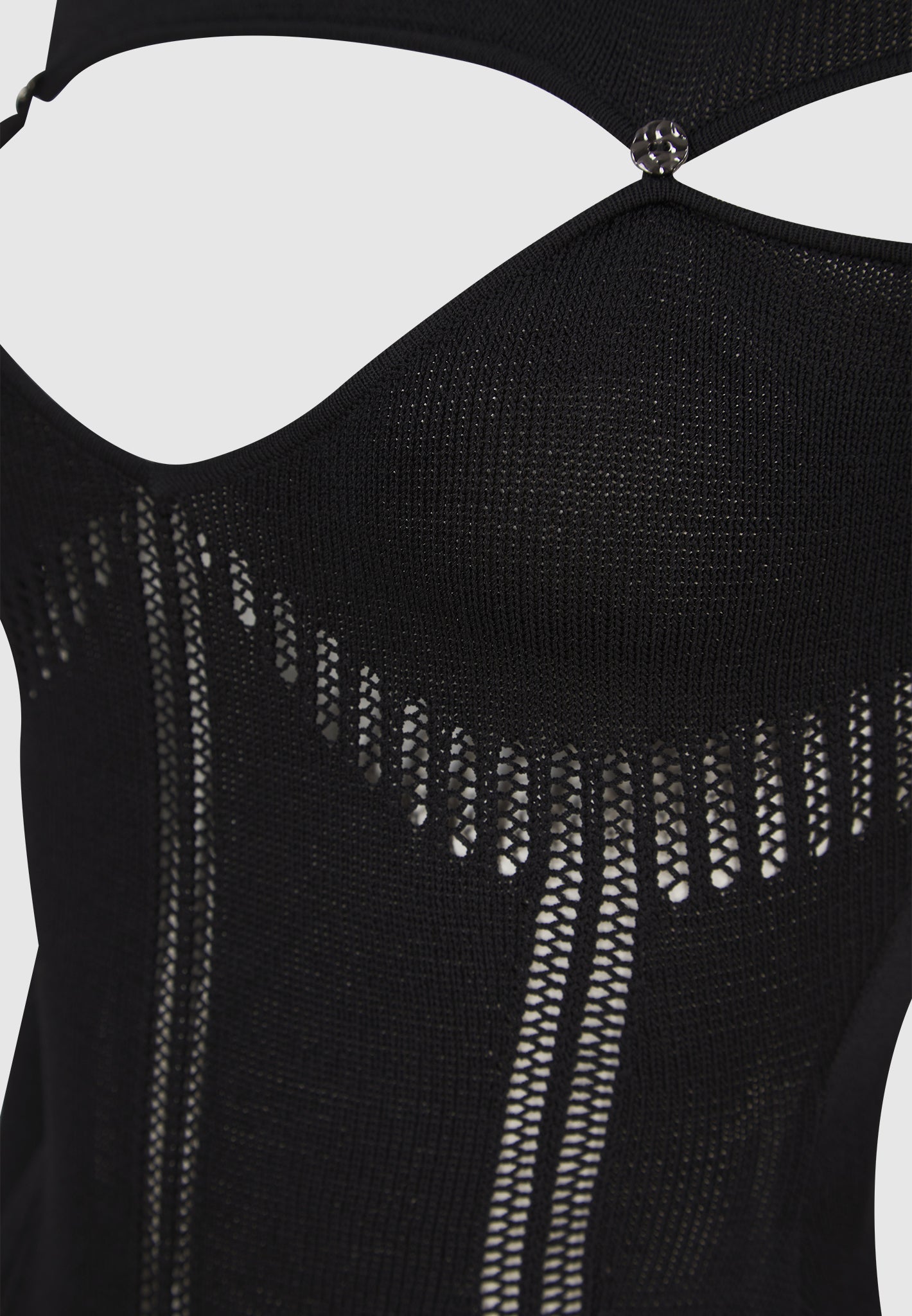 Knitted Cut Out Bodysuit - Black