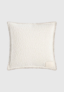 Boucle & Whipstitch Reversible Cushion - Brown/Cream
