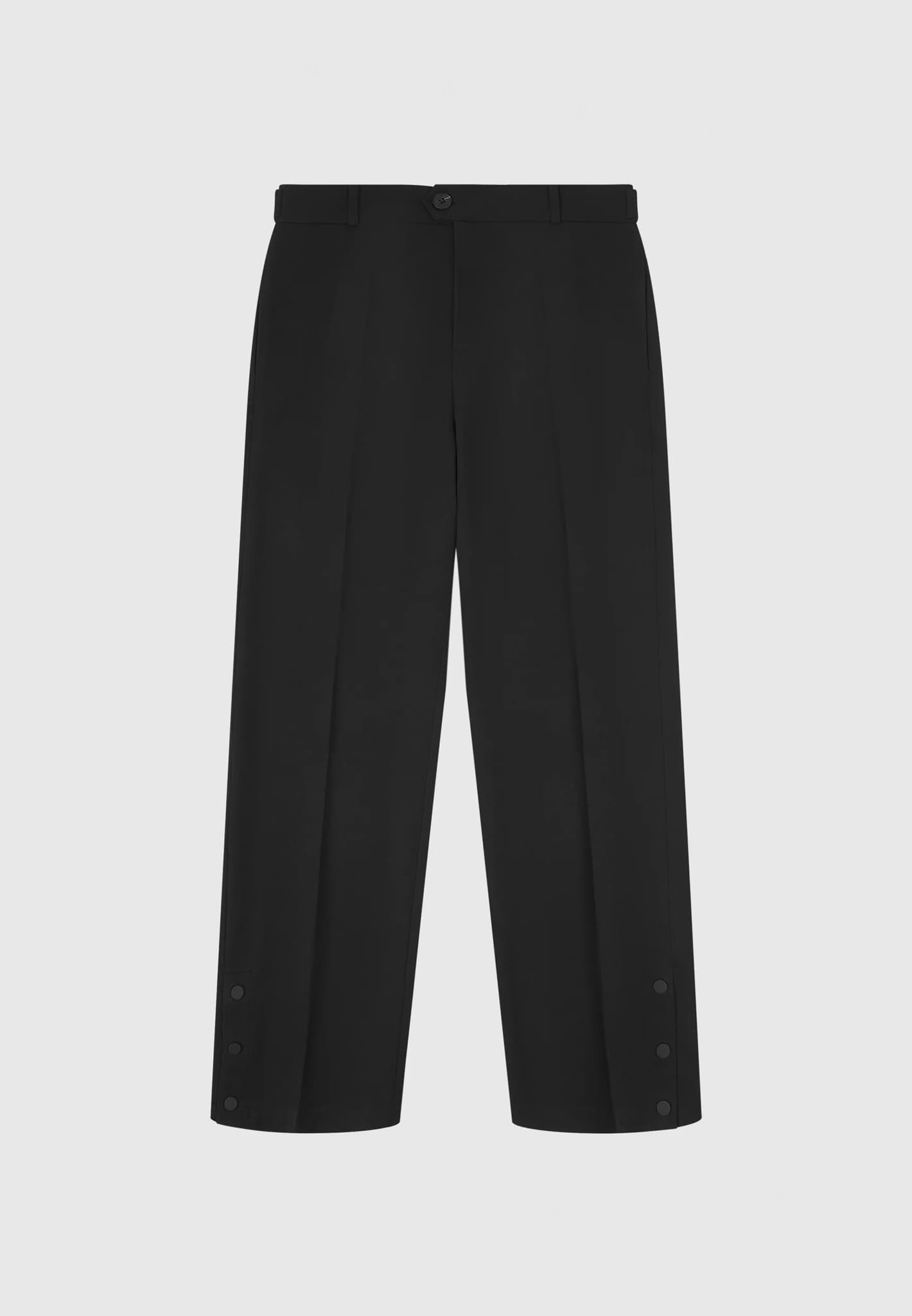 Straight Leg Buttoned Cuff Trousers - Black