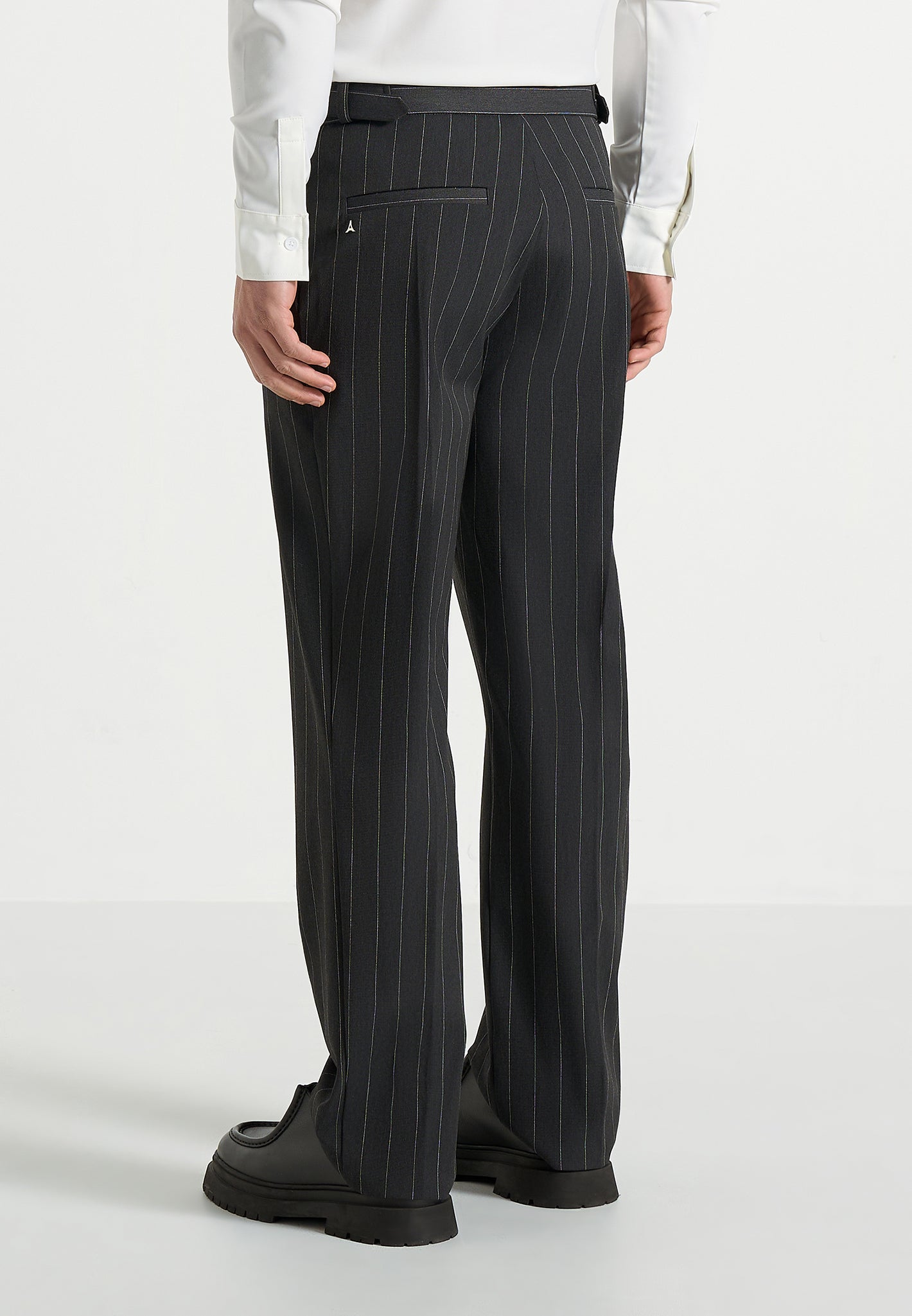 Men's Regular Fit Pinstripe Tailored Trousers - Grey - W36" - Joseph - Manire de Voir Men's Regular Fit Pinstripe Tailored Trousers - Grey - W36" - Joseph - Manire de Voir