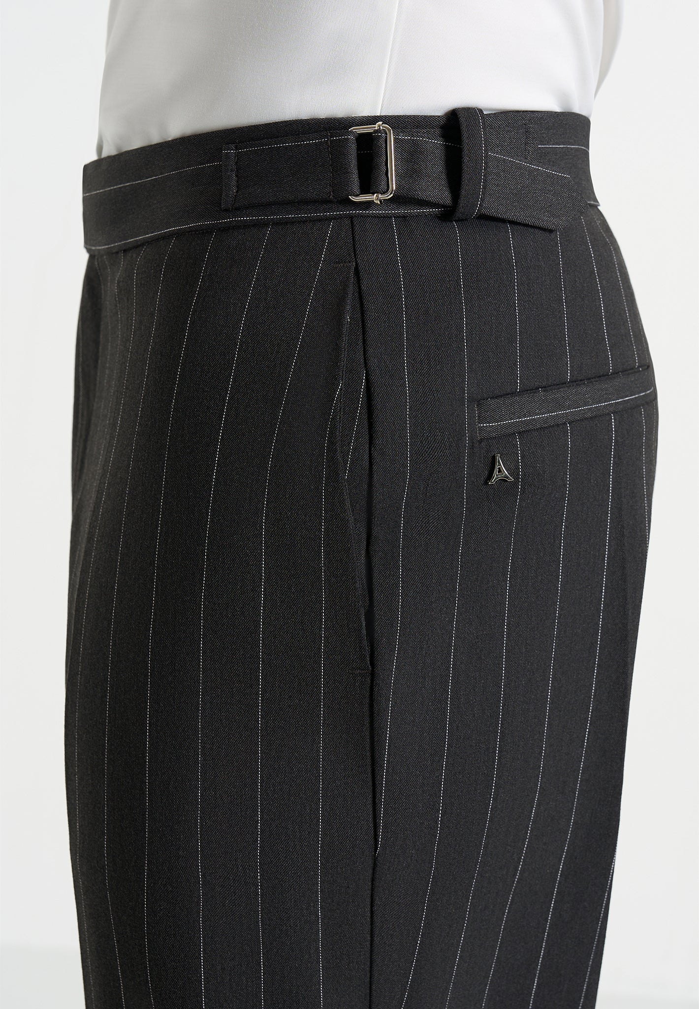 Men's Regular Fit Pinstripe Tailored Trousers - Grey - W36" - Joseph - Manire de Voir Men's Regular Fit Pinstripe Tailored Trousers - Grey - W36" - Joseph - Manire de Voir
