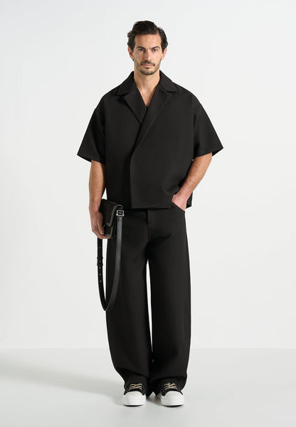 Abel - Boxy Twill Double Breasted Shirt - Black | Manière De Voir USA