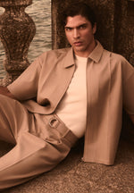 Aven - Boxy Shirt with Crease - Beige