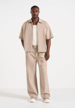 Loic - Wide Leg Tailored Pants With Belt - Beige
