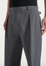 Dorian - Pleated Tailored Wool-Blend Pants - Grey