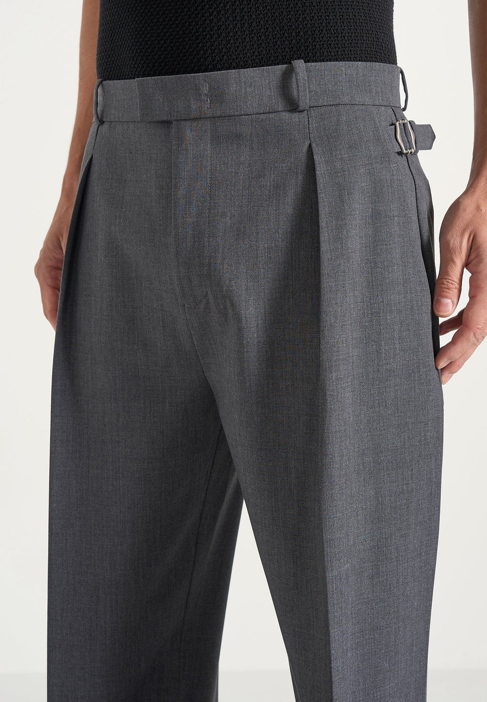 Dorian - Pleated Tailored Wool-Blend Pants - Grey