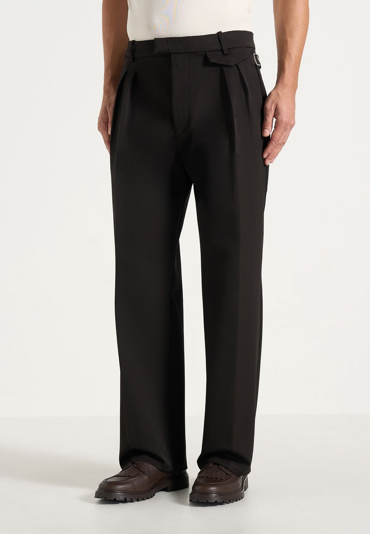 Pierre - Twin Pleat Dress Pants - Dark Brown
