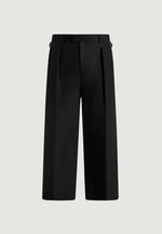 Dorian - Herringbone Brushed Wool Pleated Pants - Black