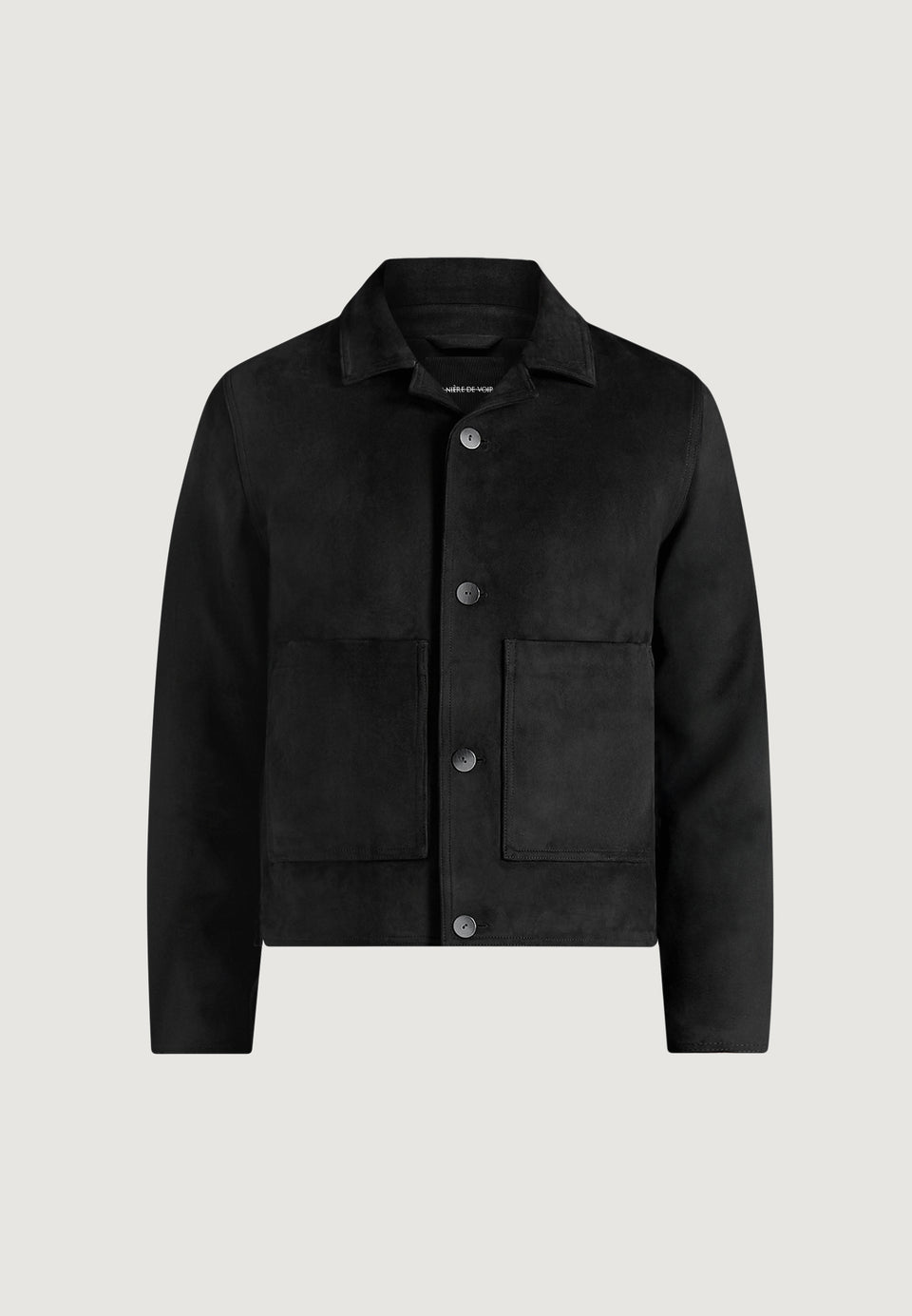 Michel - Suede Jacket With Revere Collar - Black