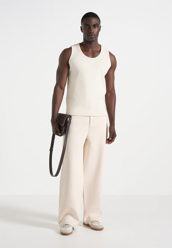 Justin - Ribbed Cotton Vest - Cream