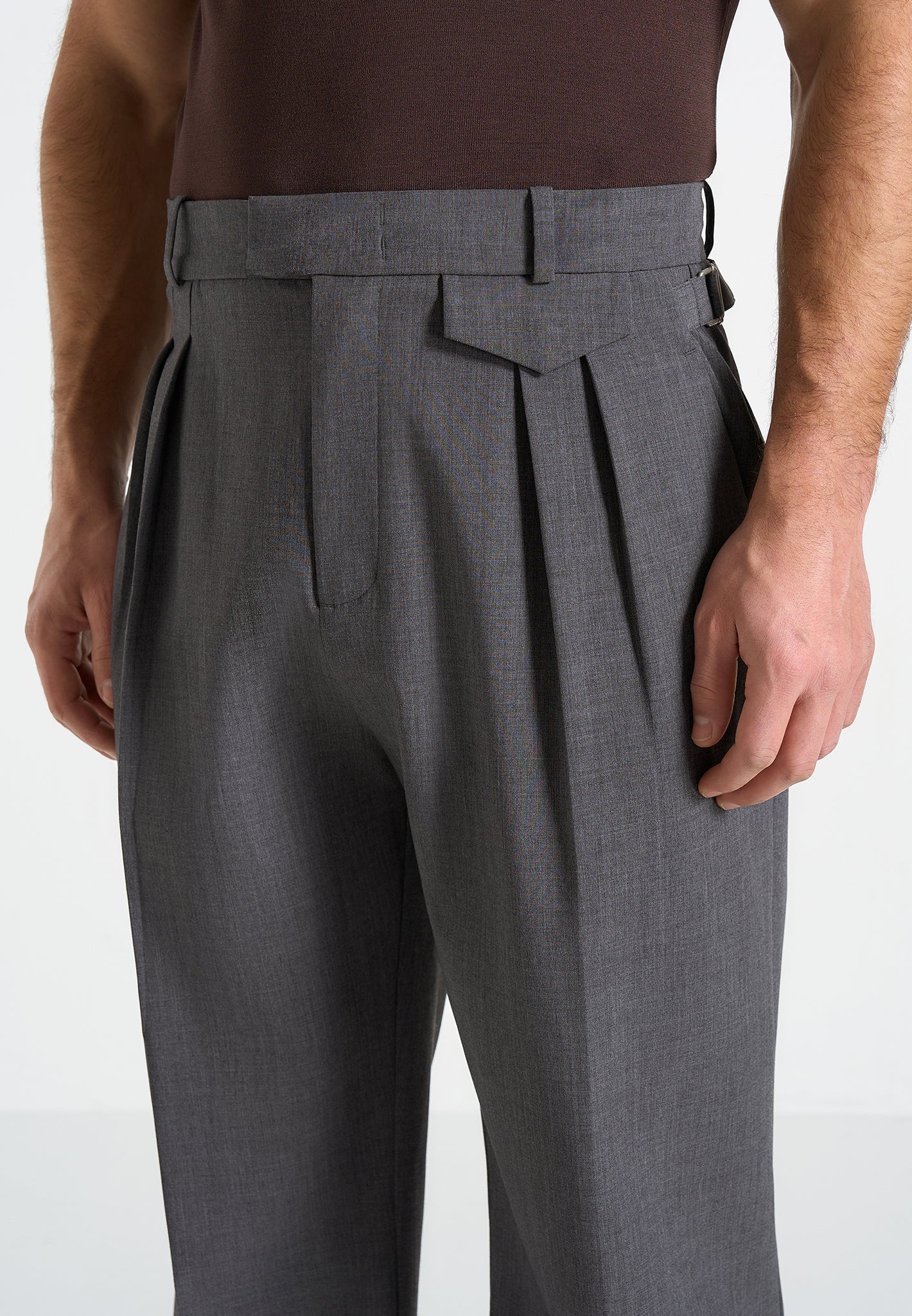 Pierre - Twin Pleat Tailored Pants - Grey | Manière De Voir USA