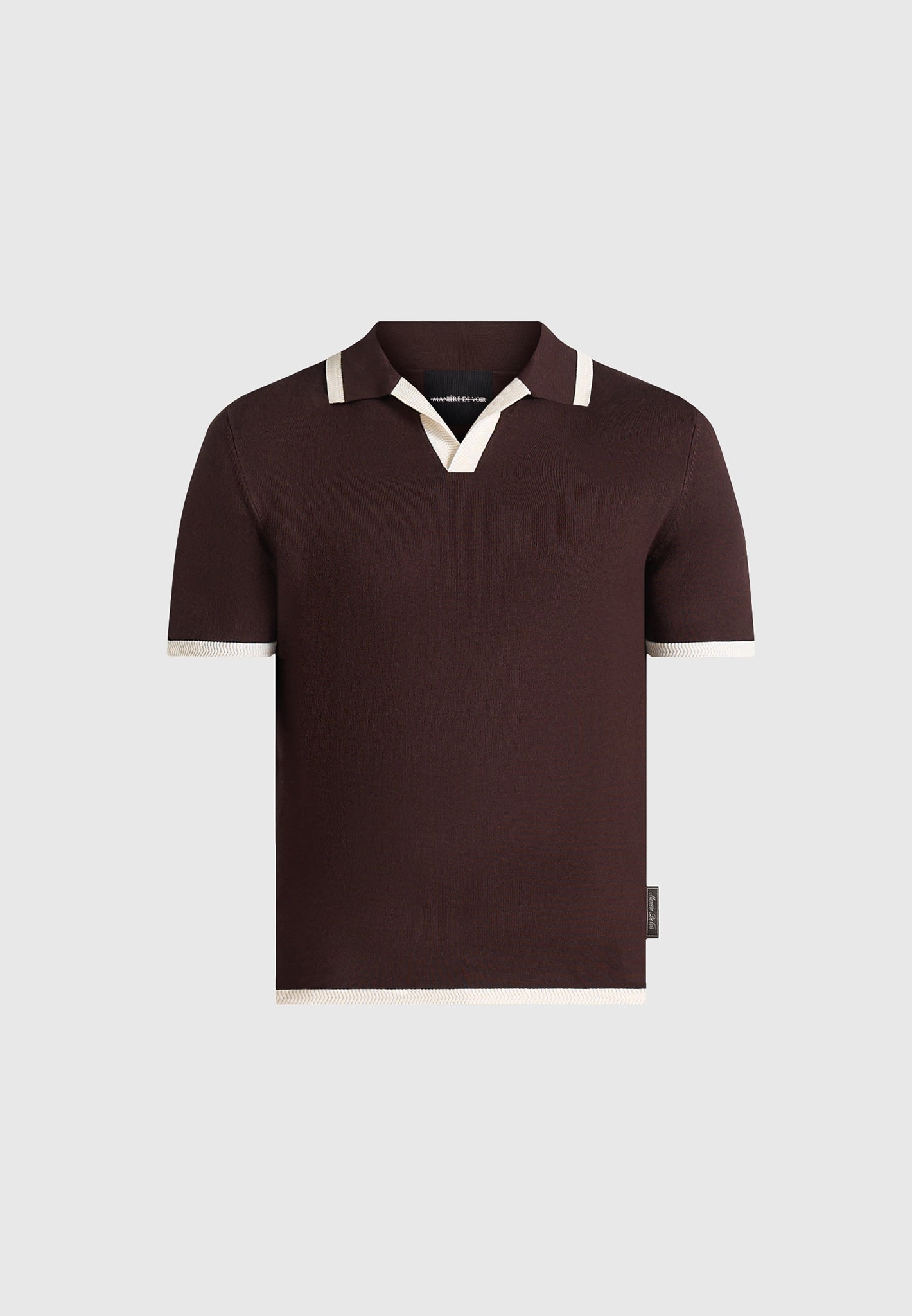 Lambert - Contrast Detail Knit Polo Shirt - Brown