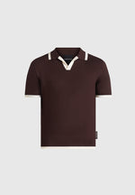 Lambert - Contrast Detail Knit Polo Shirt - Brown