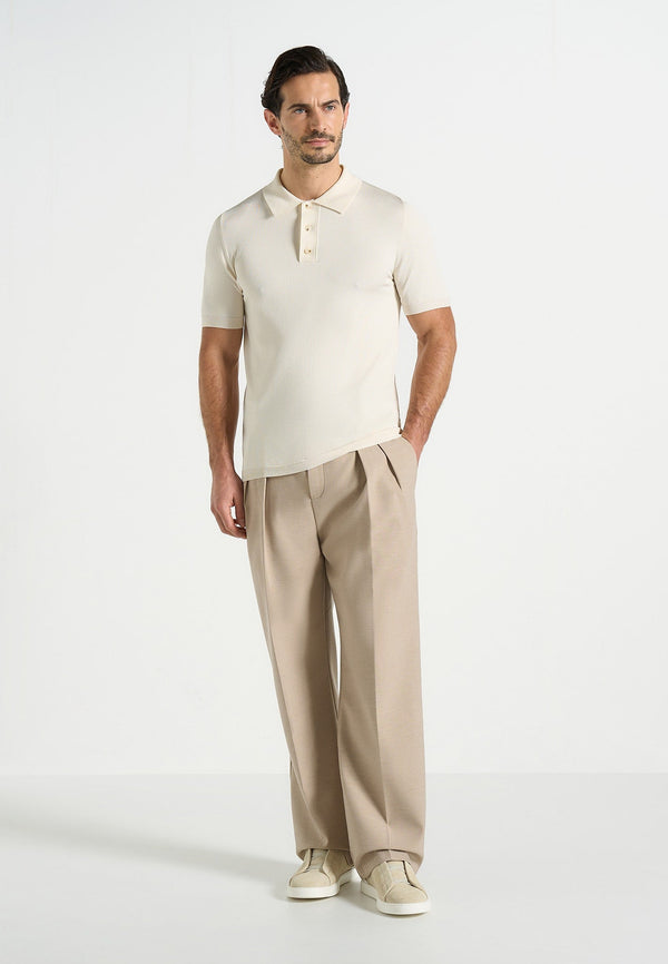 Bryn - Luxe Knitted Polo Top - Cream