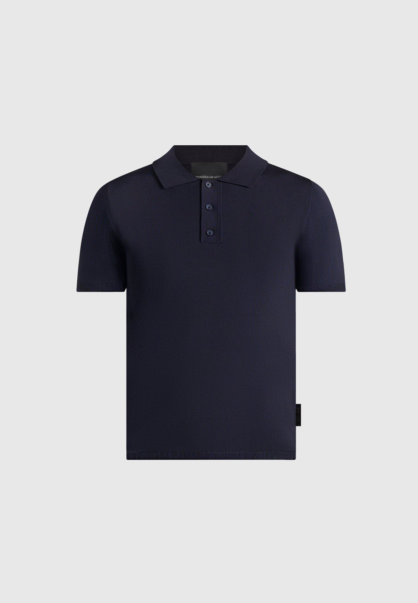 PL001 - Luxe Knitted Polo Top - Navy