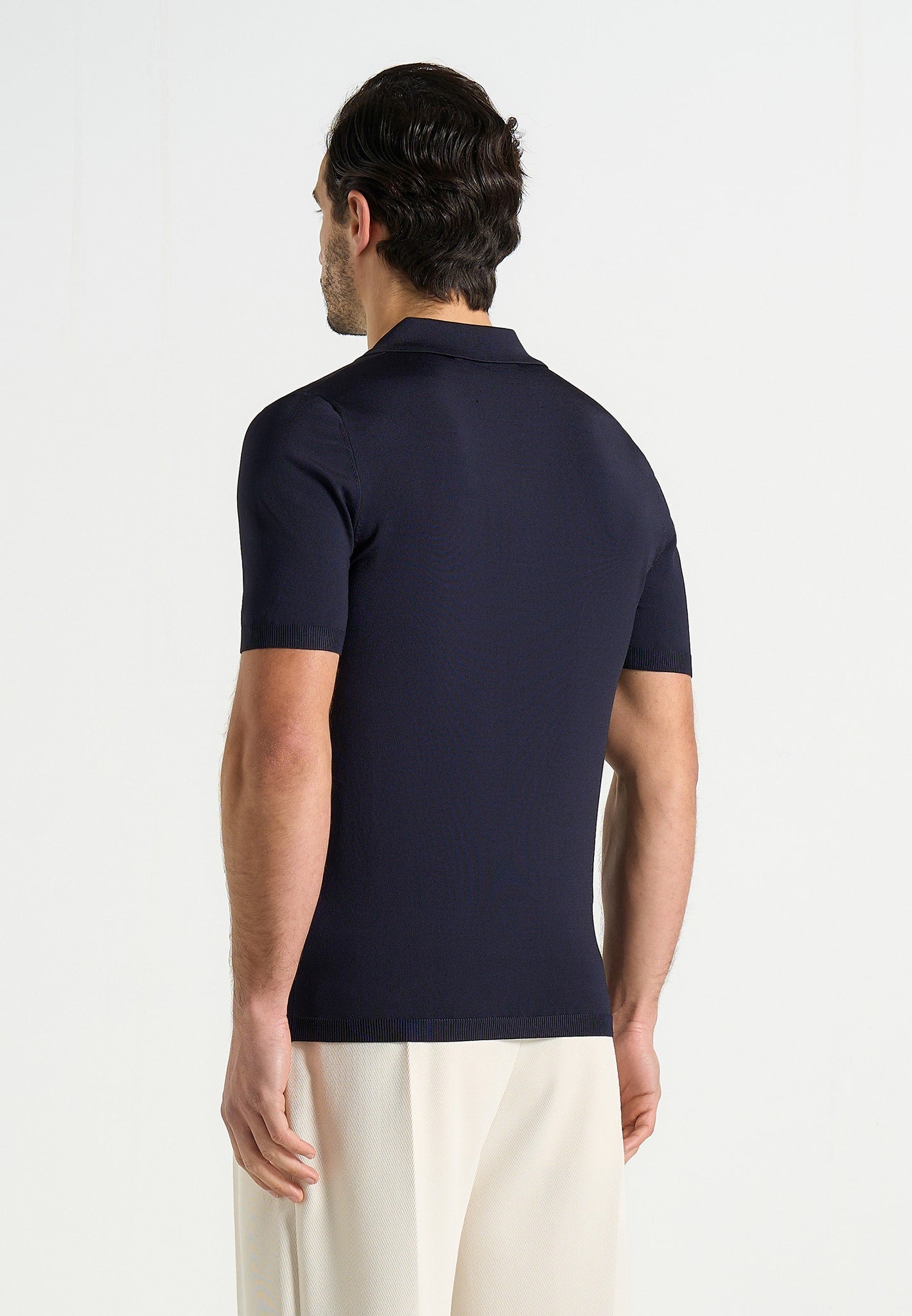 PL001 - Luxe Knitted Polo Top - Navy