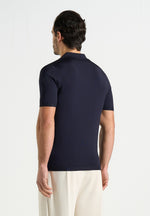 PL001 - Luxe Knitted Polo Top - Navy