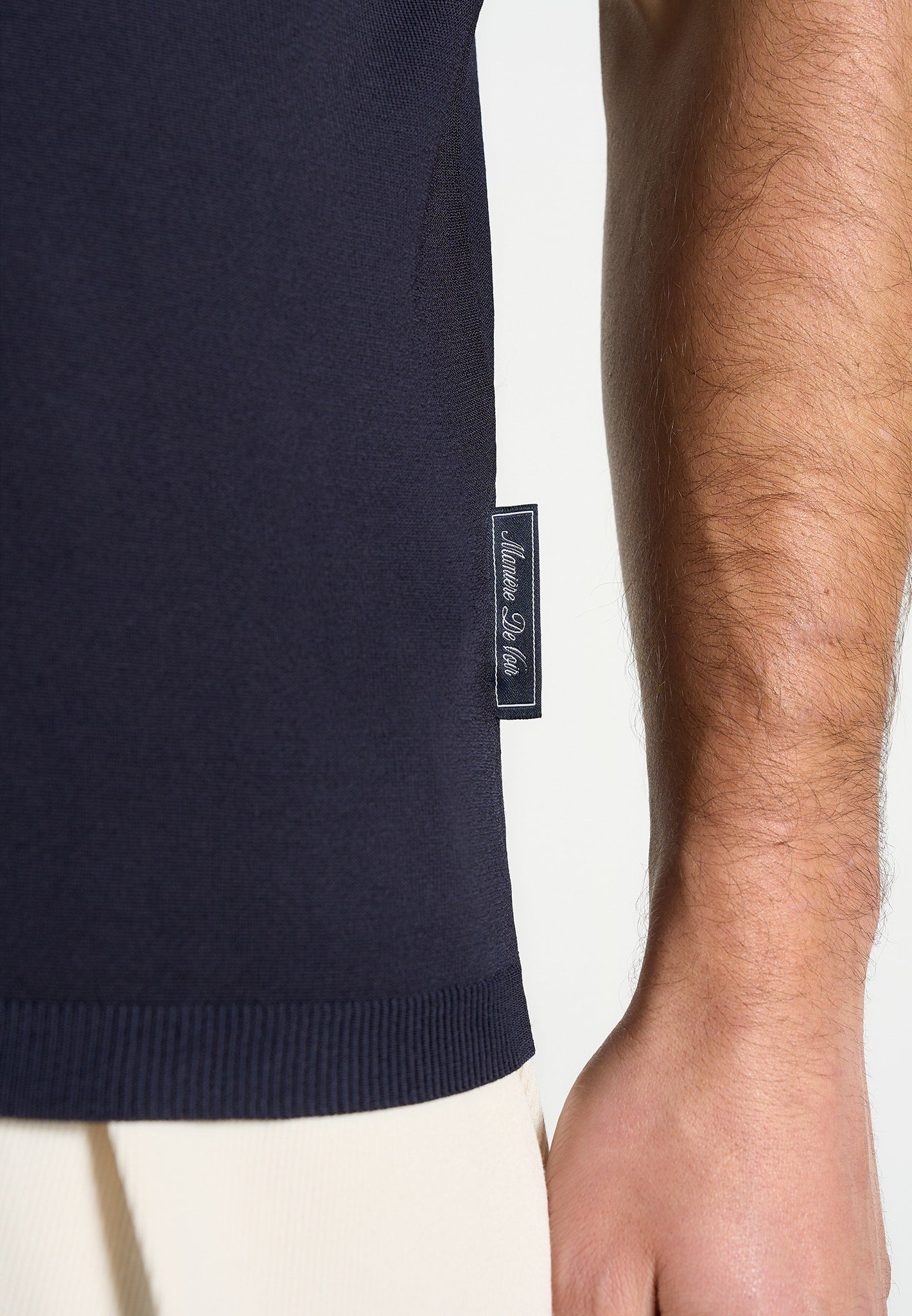 PL001 - Luxe Knitted Polo Top - Navy