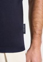 PL001 - Luxe Knitted Polo Top - Navy