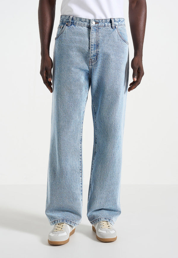 DN002 - Relaxed Fit Denim Jeans - Mid Blue